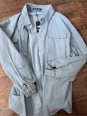 Missguided + Pale Blue Corduroy Field Jacket